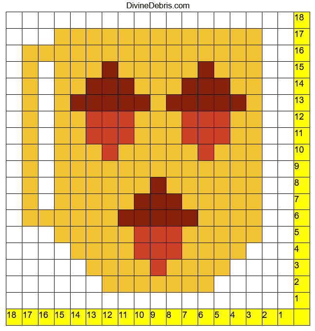 C2C Tiny Acorn Cup Afghan Square graph from a free graph on DivineDebris.com. 