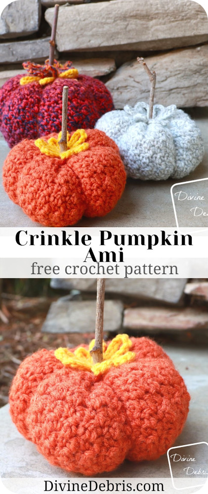 Get ready for the fun and Fall decorations with the Crinkle Pumpkin Amigurumi free crochet pattern by DivineDebris.com