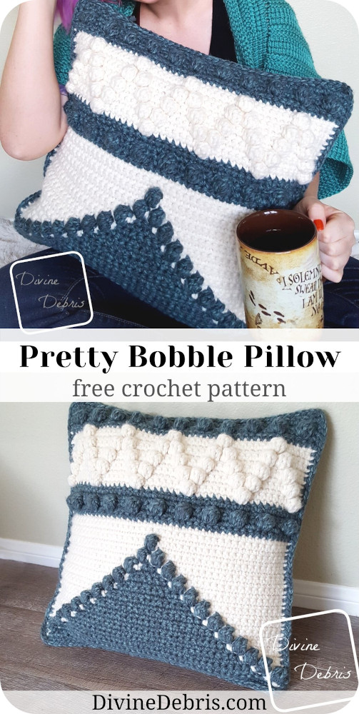 Learn how to make the Pretty Bobble Pillow using super bulky yarn to create cute bobbles in this free crochet pattern from DivineDebris.com