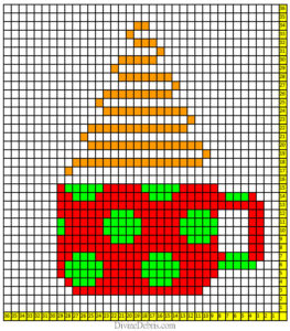 C2C Christmas Cup Afghan Square free crochet pattern Divine Debris