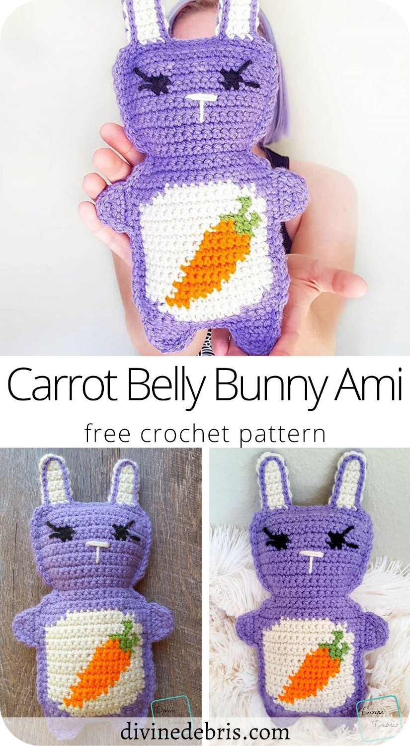 Make Easter super fun by learning to make the Carrot Belly Bunny Amigurumi from a free crochet pattern on DivineDebris.com