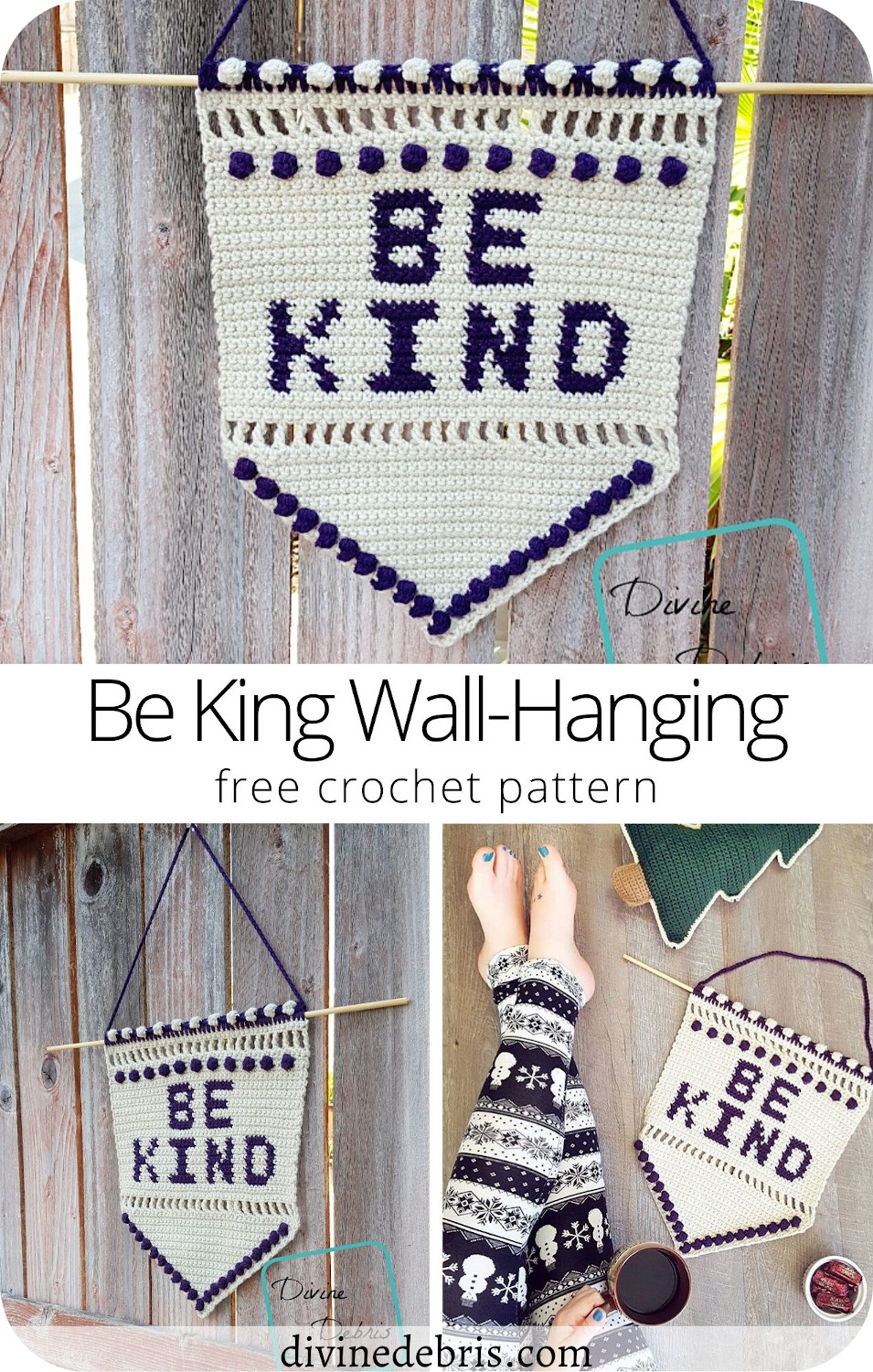 Remember that kindness costs you nothing with the Be Kind Wall-Hanging, an easy and fun tapestry crochet pattern from by DivineDebris.com