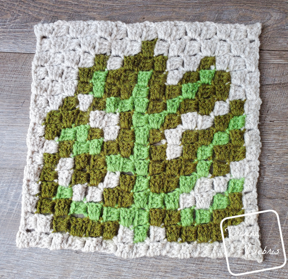 Plant C2C CAL – C2C Monstera Leaf Square Free Crochet Pattern