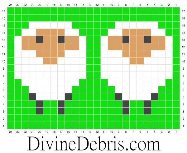 Dancing Sheep Mug Rugs graph to work from. Pattern by DivineDebris.com