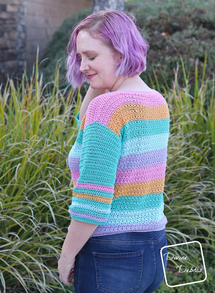 The free Alix Pullover crochet pattern by DivineDebris.com