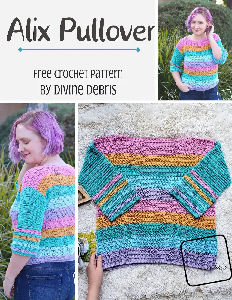 Be ready for those warmer weather months with this fun, easy, and light weight transition sweater, the Alix Pullover, from a free crochet pattern