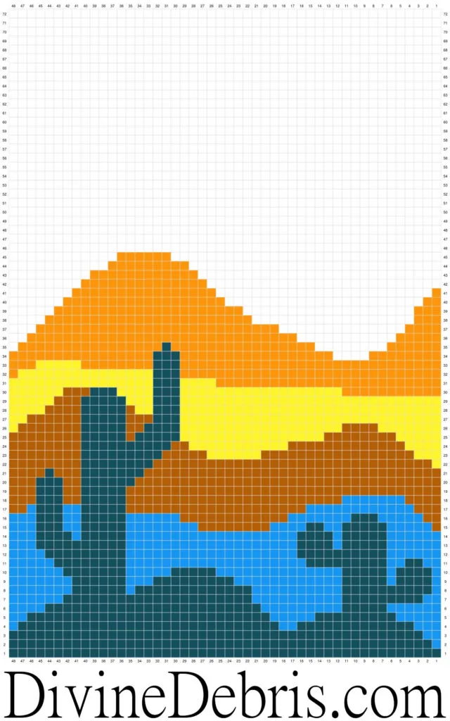 Cool Cactus Wall-Hanging crochet pattern graph by DivineDebris.com