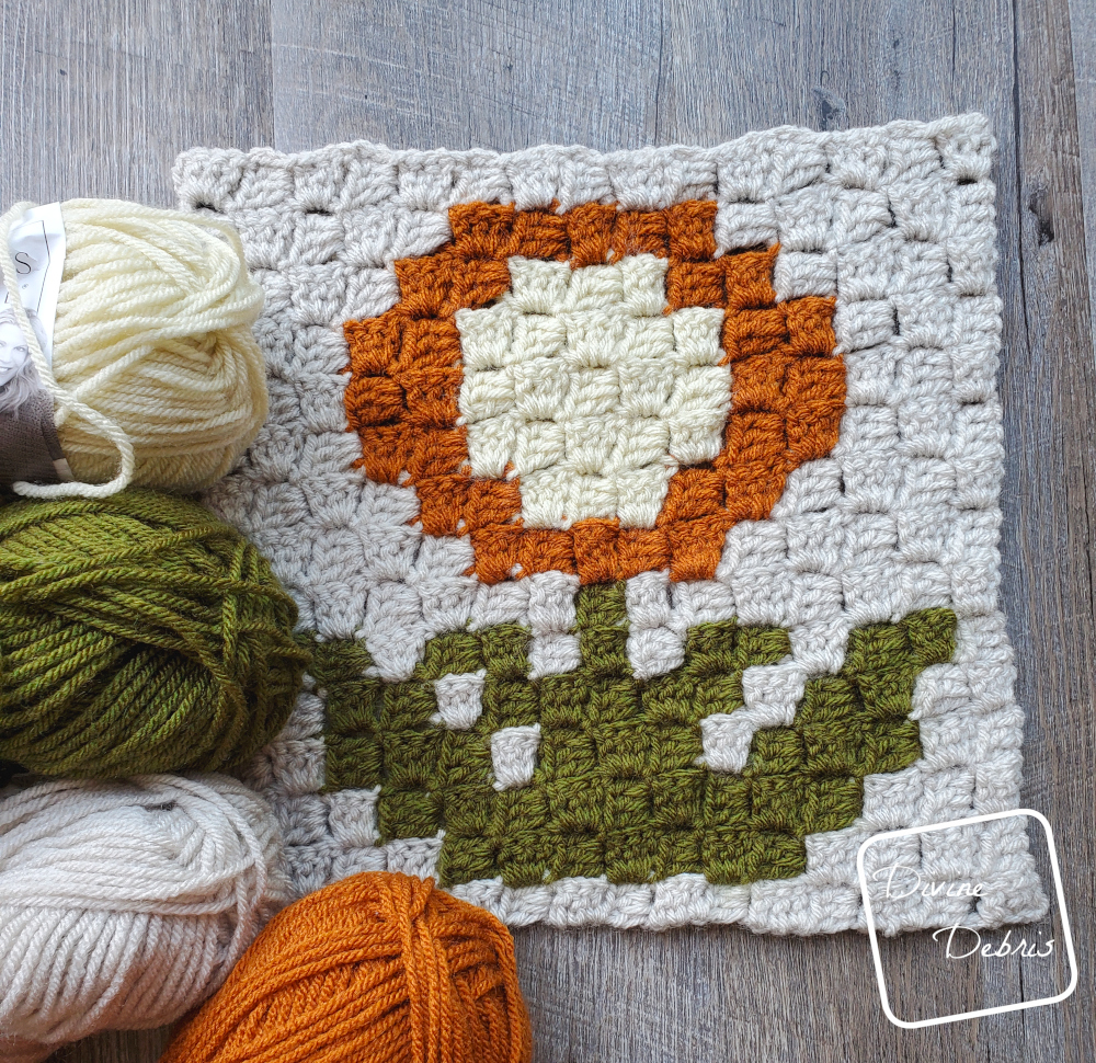 Plant C2C CAL – C2C Mum Afghan Square Free Crochet Pattern