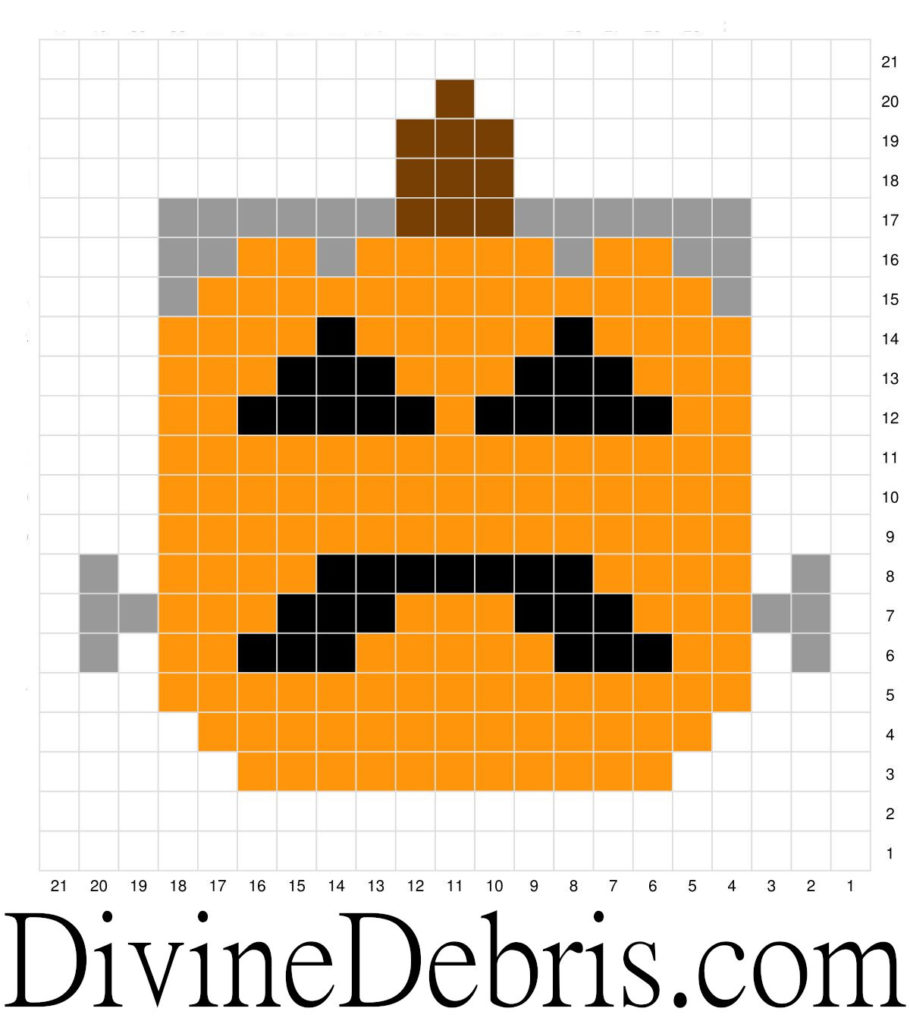 [Image description] Image of the FrankenLantern graph from the Halloween Pumpkin Coasters crochet patterns by DivineDebris.com