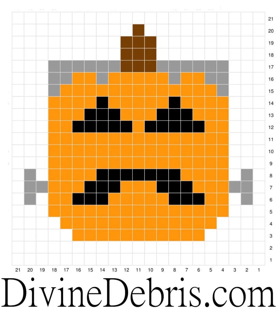[Image description] Image of the FrankenLantern graph from the Halloween Pumpkin Coasters crochet patterns by DivineDebris.com