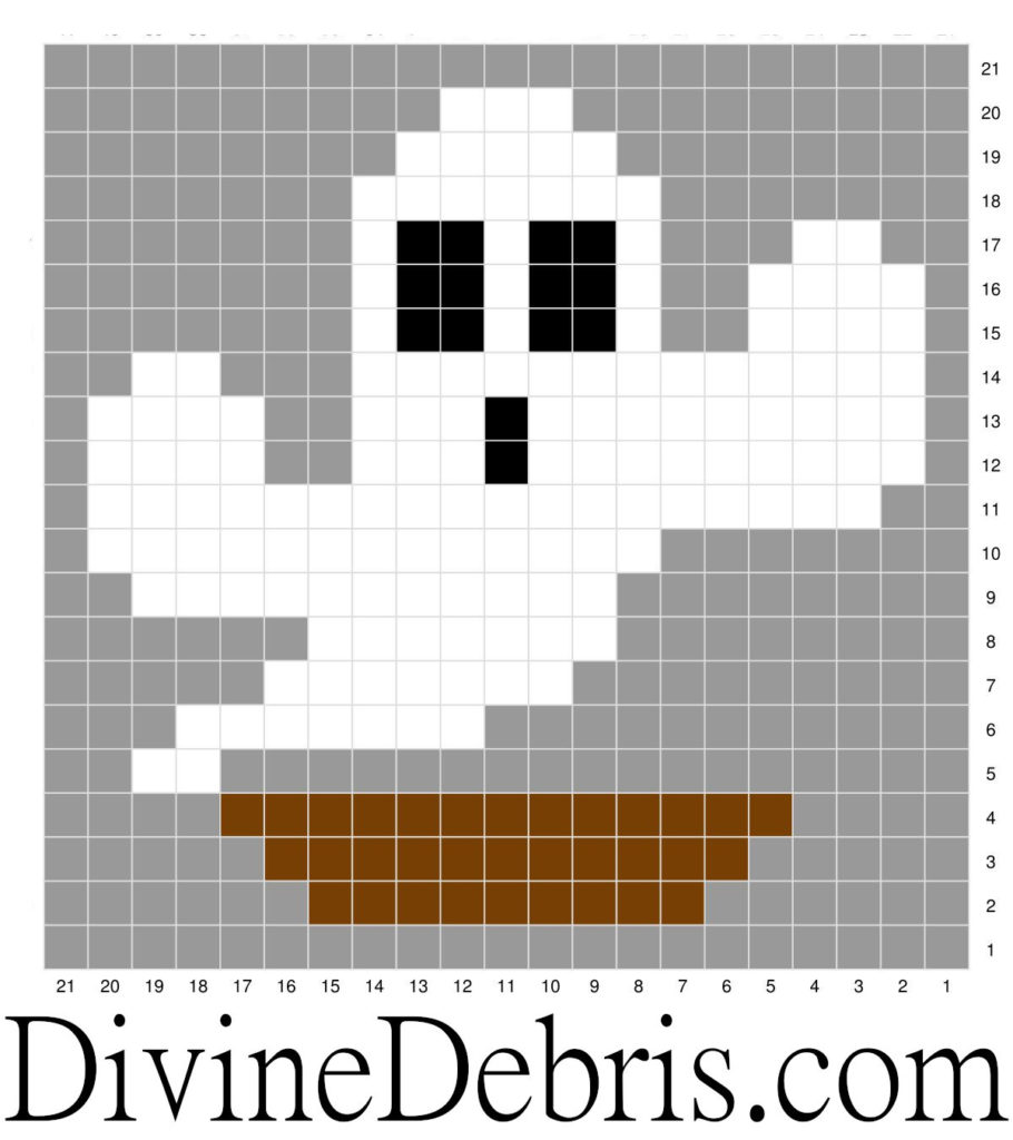 Halloween Cactus Coasters Crochet patterns: Ghost Cactus graph.