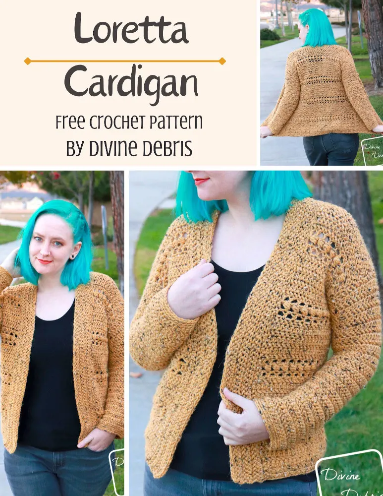 Learn to make the fun, textured, and easy Loretta Cardigan from a free crochet pattern available only on DivineDebris.com