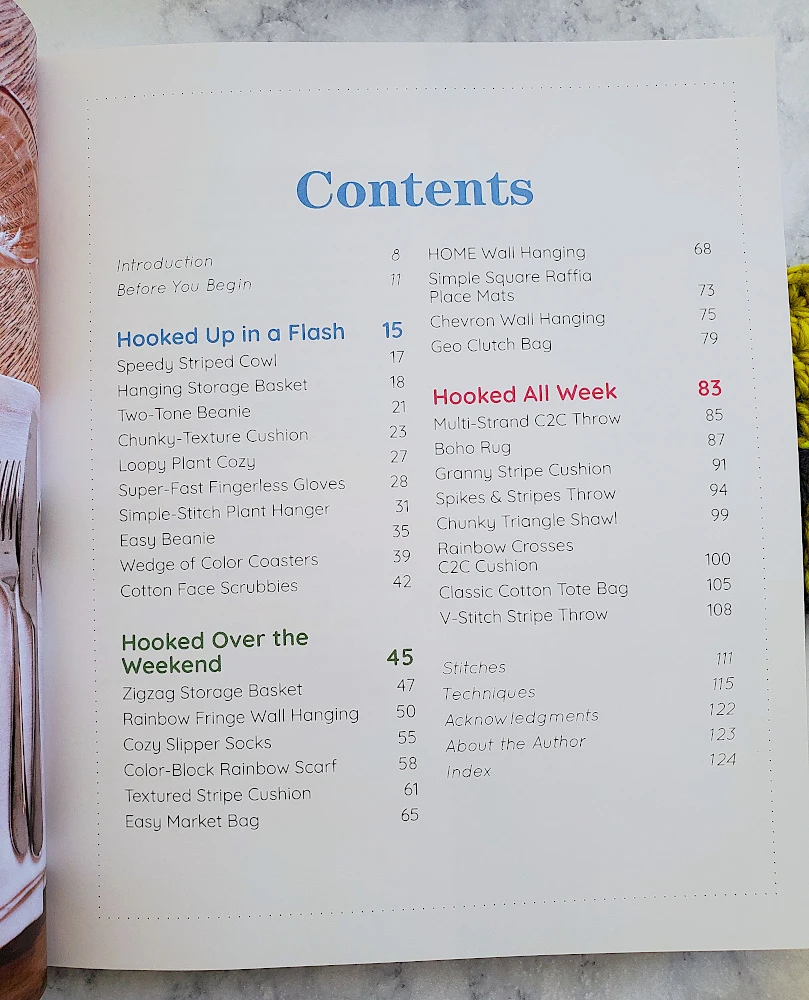 [Image description] Table of contents for Quick Crochet by Kate Rowell
