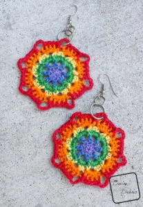 Colorful Time! With the Free Flora Rainbow Earrings Crochet Pattern