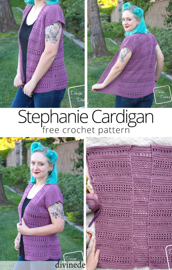 Learn to make this fun, light, and easy layering piece, the Stephanie Cardigan, from a free crochet pattern by DivineDebris.com
