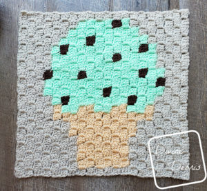 Delicious Desserts C2C CAL: The C2C Ice Cream Cone Afghan Square