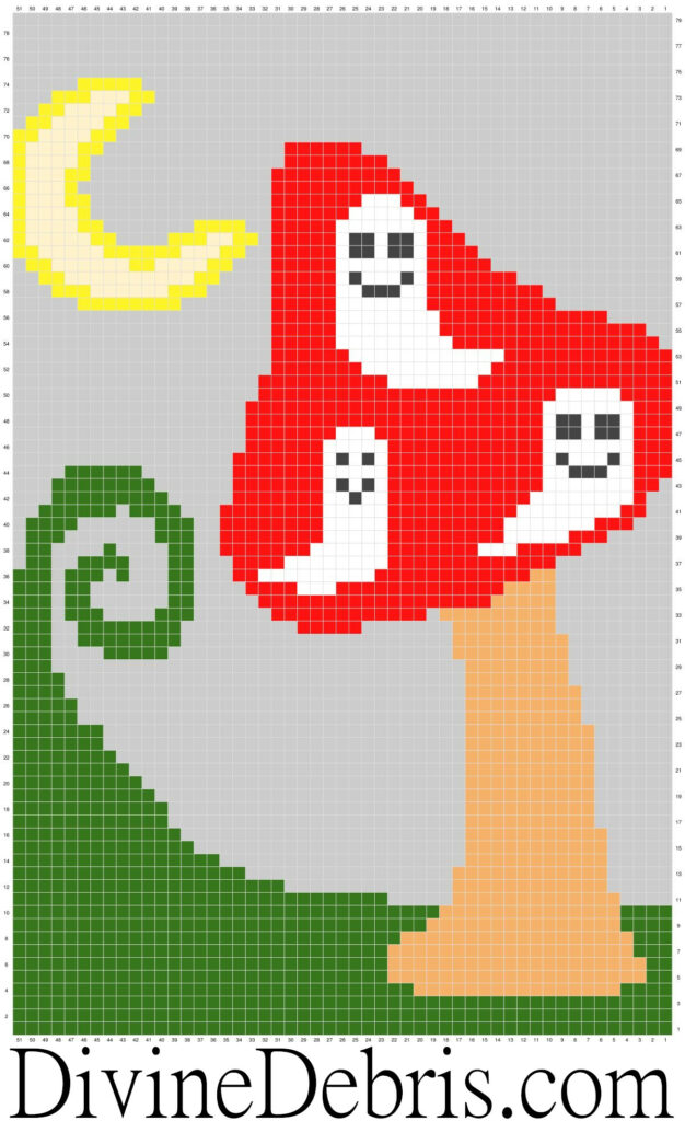 [Image description] Ghostly Mushroom Wall Hanging Graph by Divine Debris