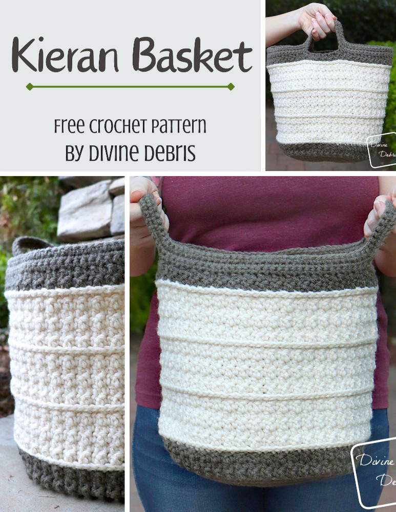 Learn to make this fun, easy, and textured basket, the Kieran Basket, from a free crochet pattern by Divine Debris