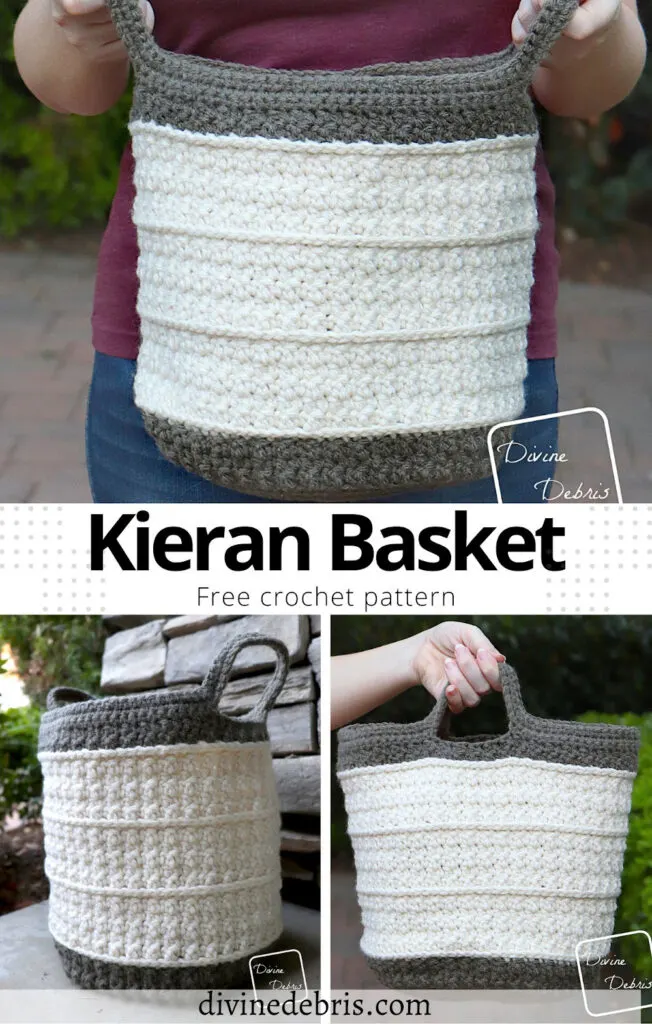 Learn to make this fun, easy, and textured basket, the Kieran Basket, from a free crochet pattern by Divine Debris