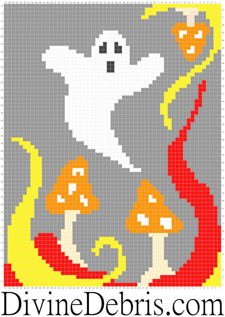 [Image description] Ghost in the Mushrooms Wall Hanging Graph by Divine Debris