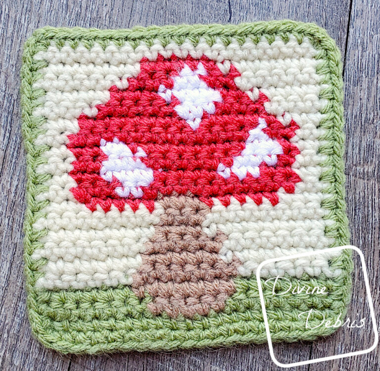 Free Cute Mushroom Coaster crochet pattern by Divine Debris