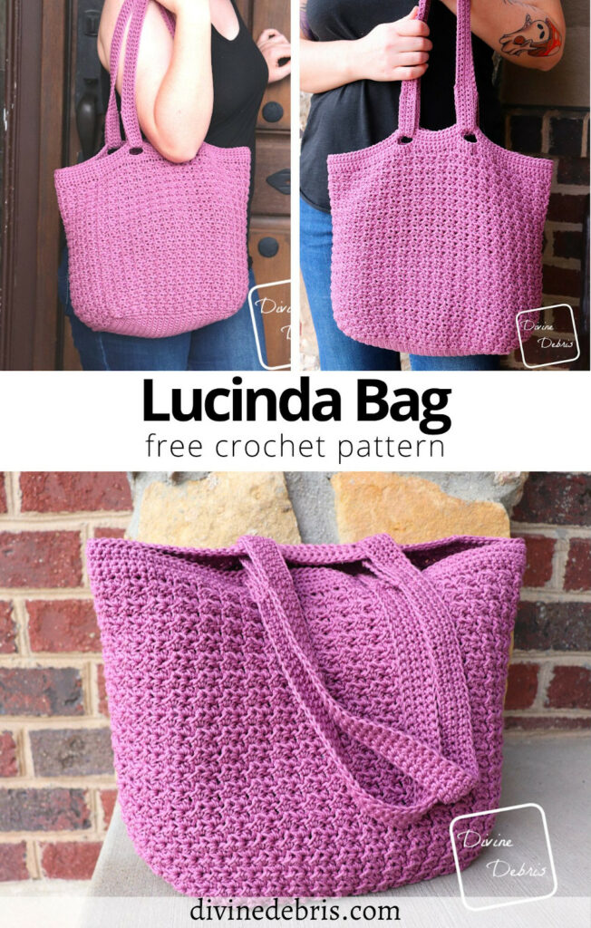 Learn to make this fun and easy bottom up and super textured bag with the free Lucinda Bag crochet pattern by Divine Debris.