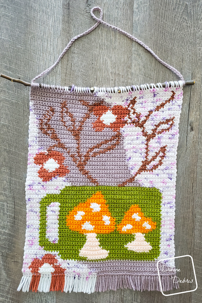 Free Mug’Shroom Wall Hanging Crochet Pattern – Mushrooms! On a Mug!