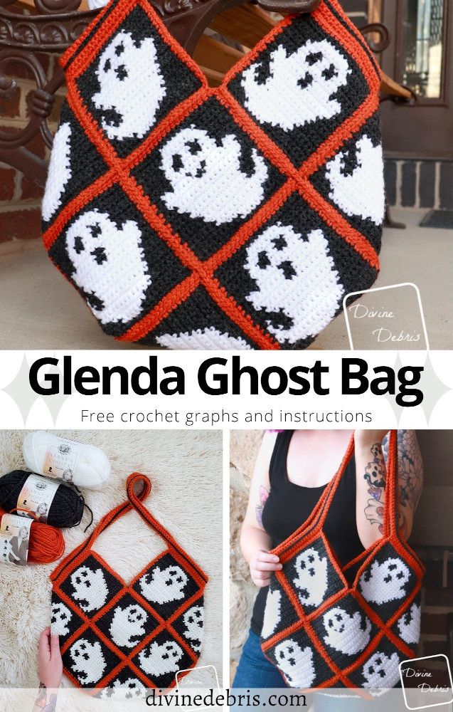 Get ready for Halloween with this fun and customizable spooky season tapestry crochet bag, the Glenda Ghost Bag free crochet pattern and graph