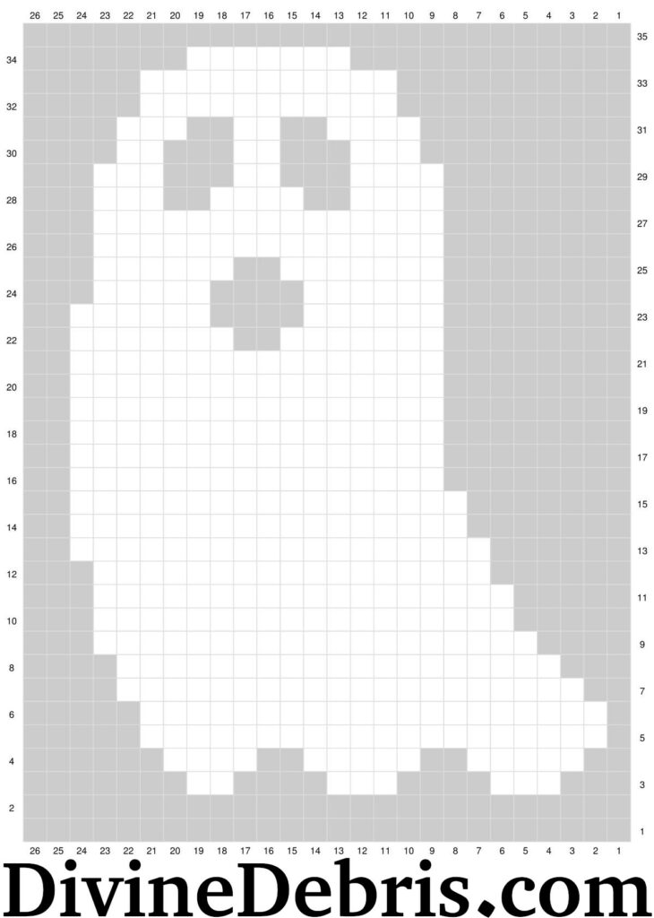 [Image description] Gloria Ghost Scarf crochet pattern graph for the Left Side of the scarf.