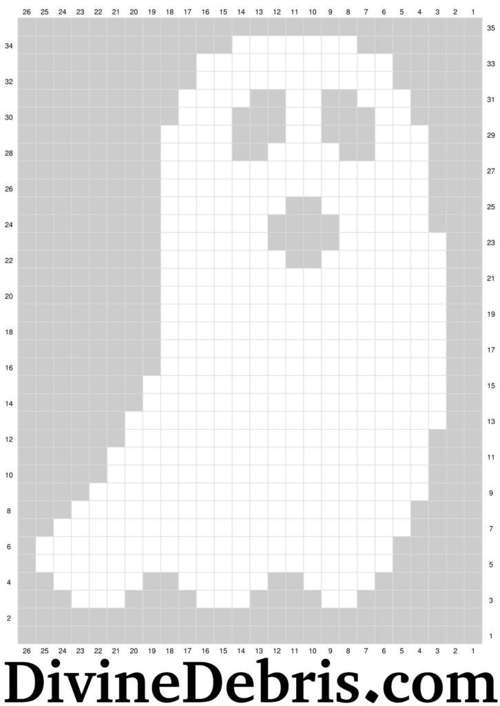 [Image description] Gloria Ghost Scarf crochet pattern graph for the Right Side of the scarf.
