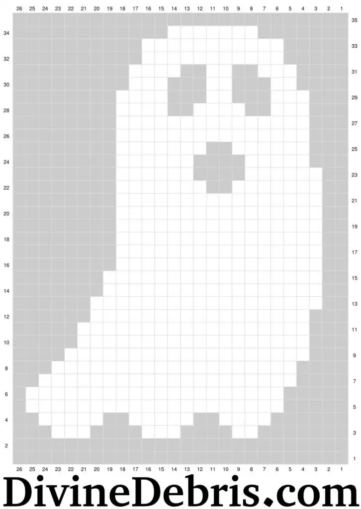 [Image description] Gloria Ghost Scarf crochet pattern graph for the Right Side of the scarf.