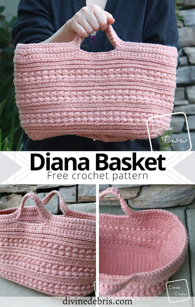 Learn to make the fun, textured, and easy Diana Basket crochet pattern. This design is perfect for using up yarn and carrying new wips!