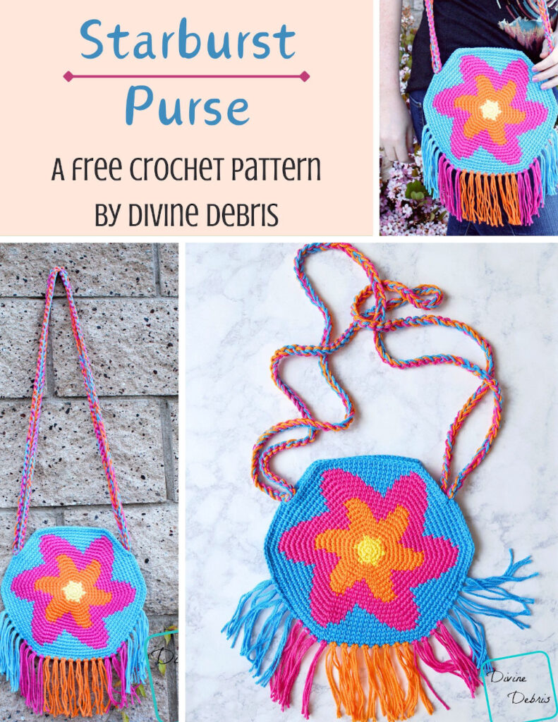 Go out with confidence with this fun, eye-catching, and deceptively simple bag, the Starburst Purse, a free crochet pattern by Divine Debris