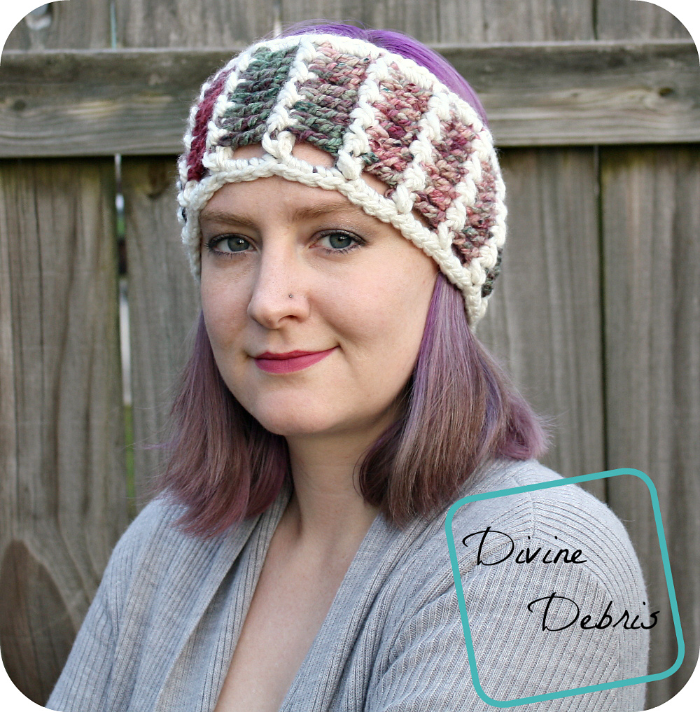 Katie Ear Warmer crochet pattern by DivineDebris.com