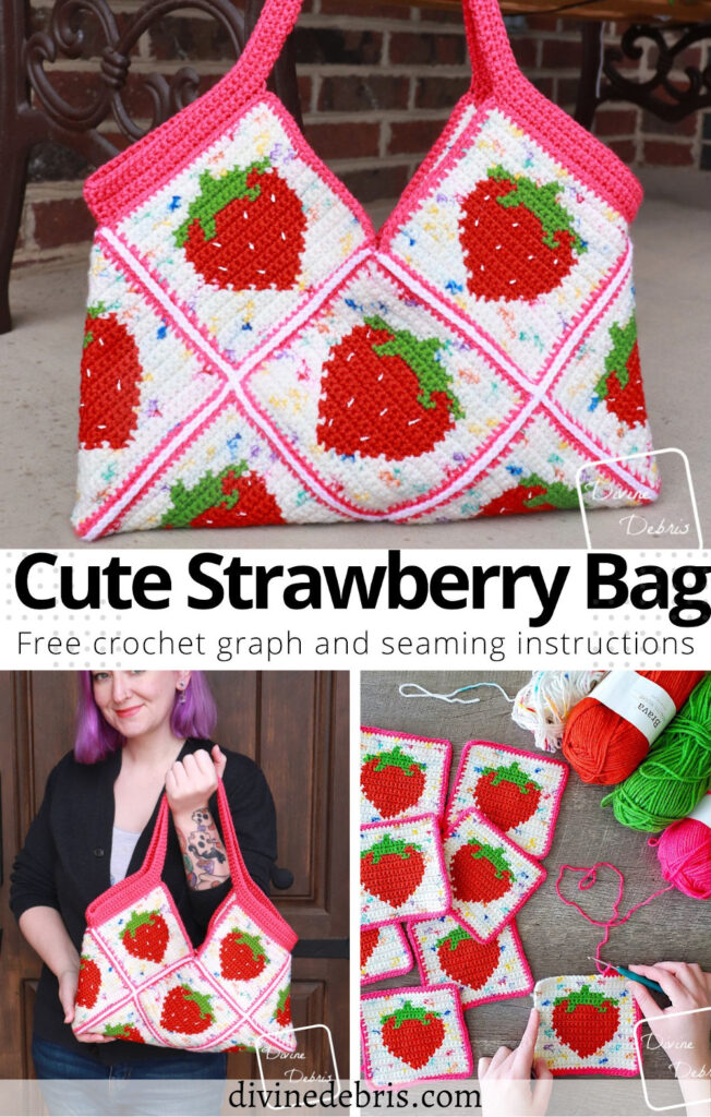 Learn to make this fun and berry inspired by, the Cute Strawberry Bag, from free graphs and assembly instructions by Divine Debris.