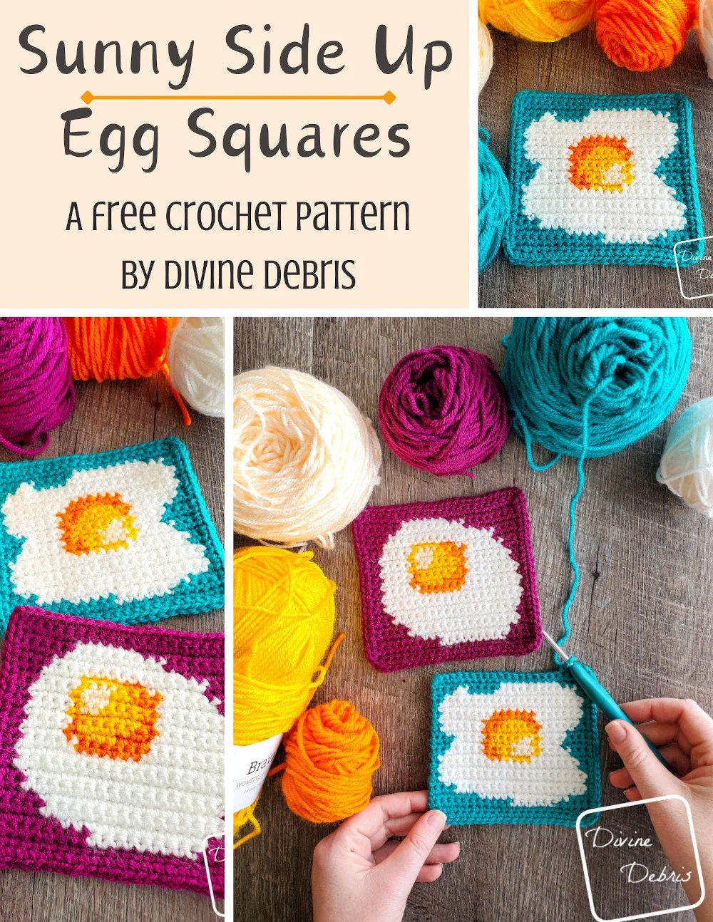 Sunny Side Up Egg Squares Free Crochet Graphs by Divine Debris