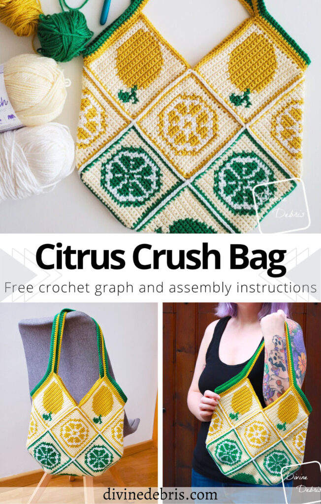 Learn to make this fun and summer inspired design, the Citrus Crush Bag, from free crochet graphs and assembly instructions by Divine Debris.