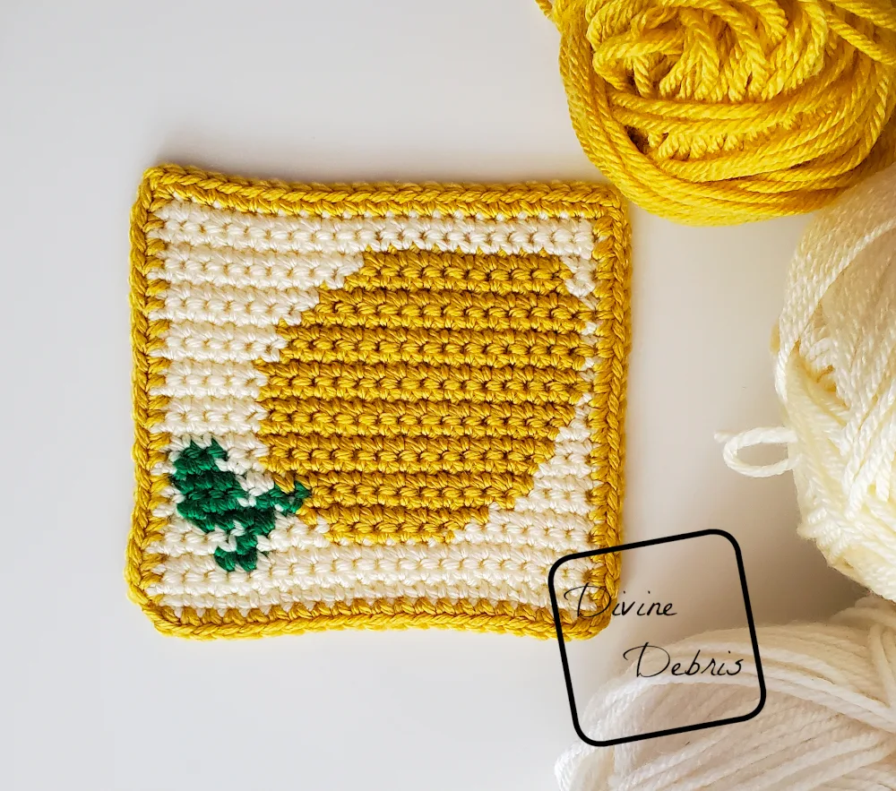 [Image description] Cute Lime Crochet Square on a white background