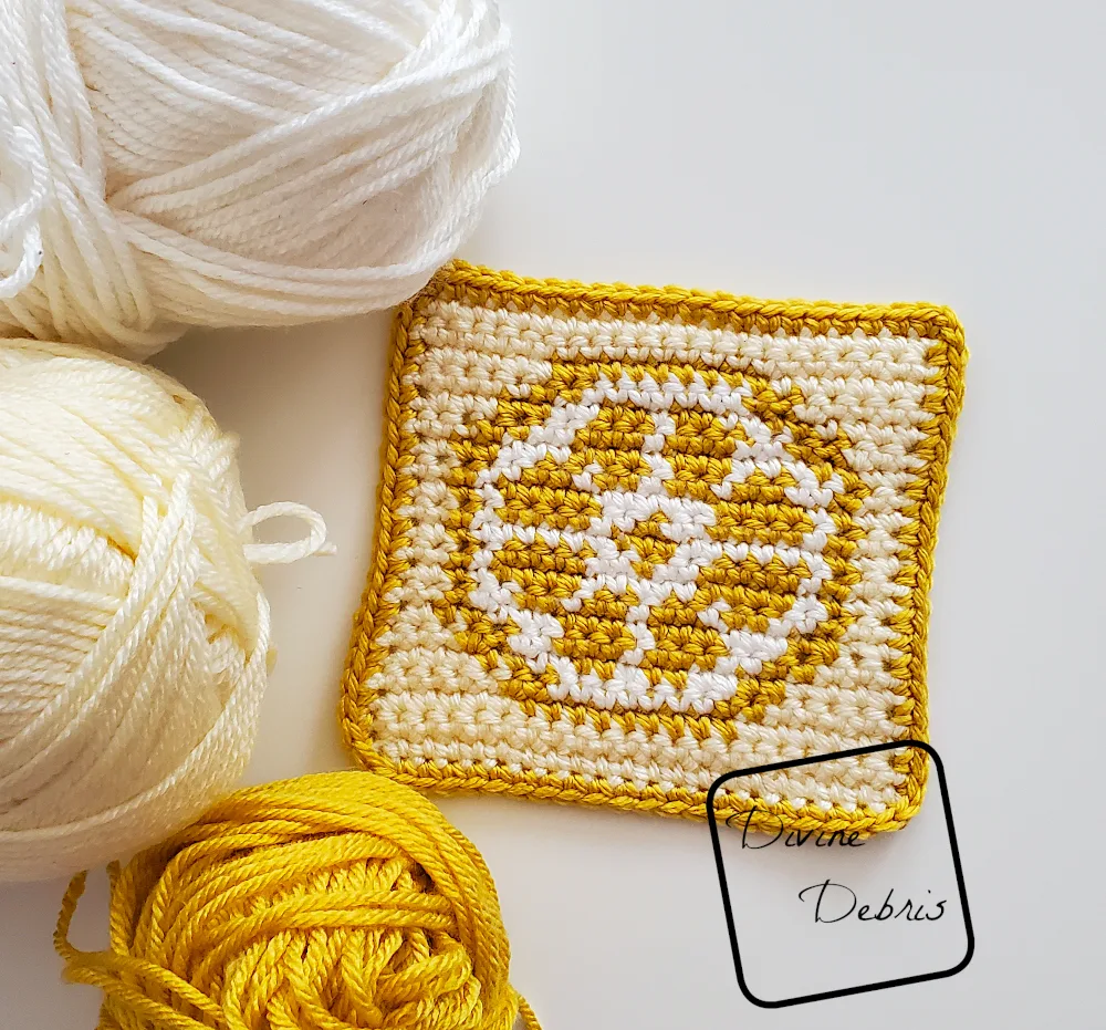 [Image description] Slice of Lemon Crochet Square on a white background