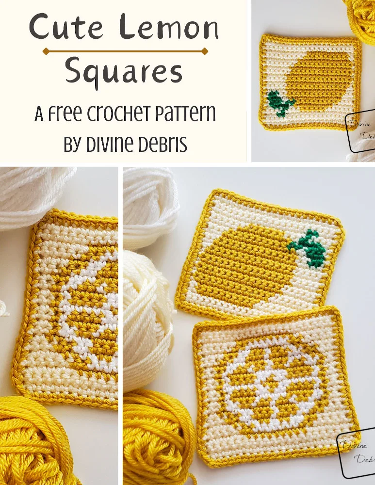 Learn to make the Cute Lemon Squares from a free set of crochet graphs by Divine Debris. Perfect for blankets, knitting, cross stitch, coasters, or even a whole sweater.