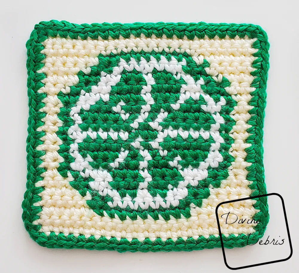 [Image description] Slice of Lime Crochet Square on a white background