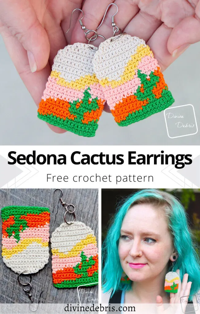 Get into the Southwestern mood with this fun, easy, and desert themed earrings, the Sedona Cactus Crochet Earrings, from a free pattern.