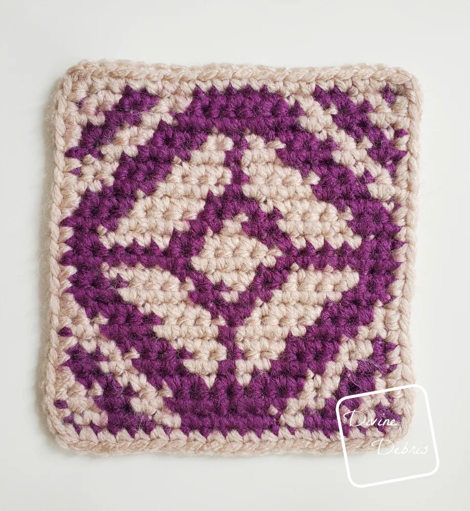 [Image description] Daring Diamond Square crochet pattern Style 2 on a white background