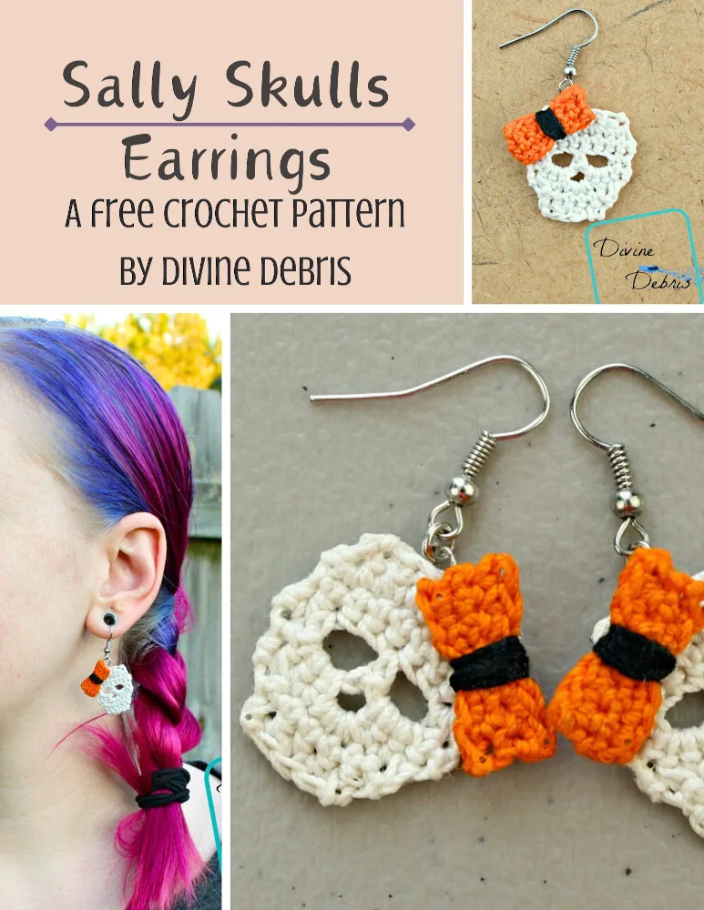 For a hauntingly good Halloween, learn to make the fun, cute, and easy free crochet Sally Skulls Earrings.