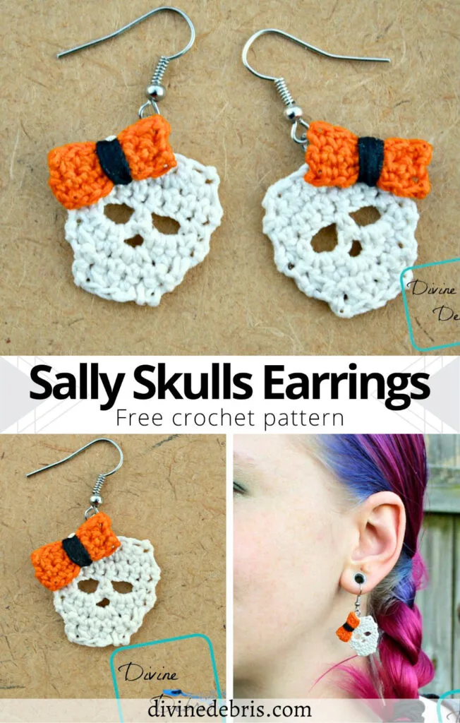 For a hauntingly good Halloween, learn to make the fun, cute, and easy free crochet Sally Skulls Earrings.