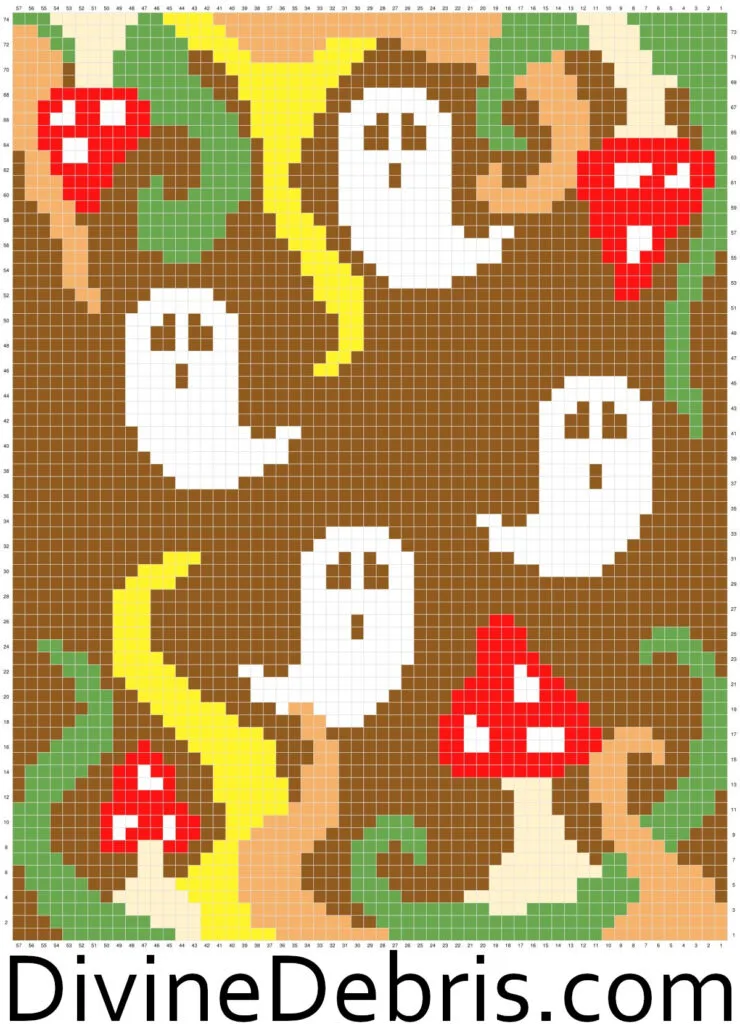 Graph for the Phantom Fungus Wall Hanging free Halloween crochet pattern.