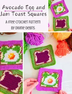 Avocado Egg and Jam Toast Squares Free Crochet Graphs