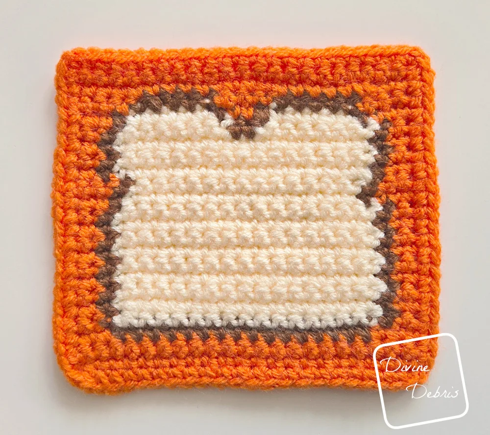 [Image description] Top down view of the Piece of Bread Square crochet pattern on a white background.