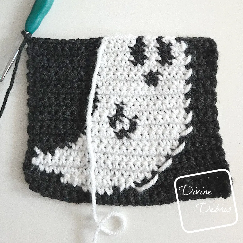 [Image description] Top down look at an unfinished Gwendoline Ghost Square from the wrong side.