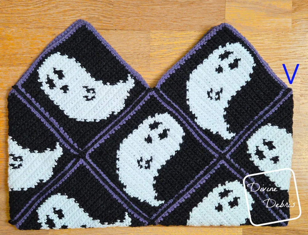 [Image description] Gwendoline Ghost Bag Straps photo 1 - the body of the bag is complete and this shows where to start the straps